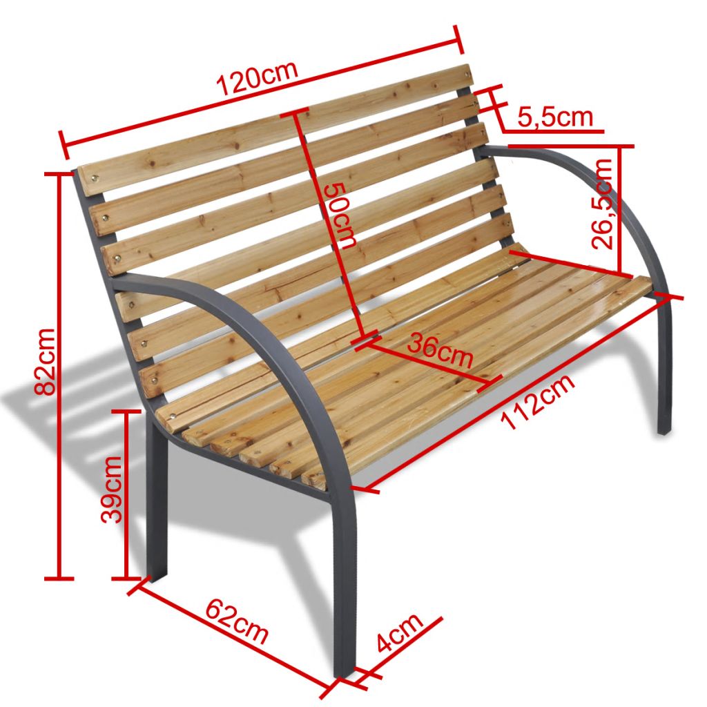 Gartenbank 120 cm Holz und Eisen