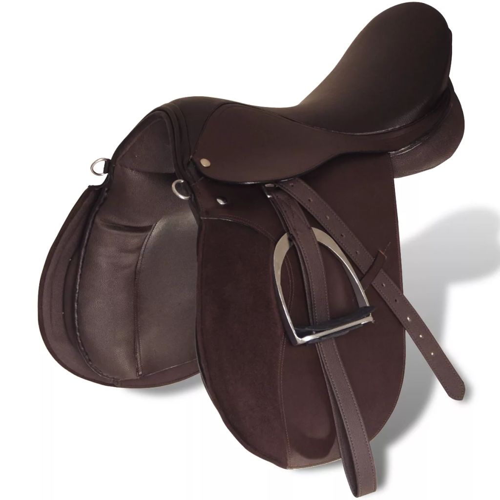 Pferdereiten Sattelset 16 echtes Leder braun 14 cm 5-in-1