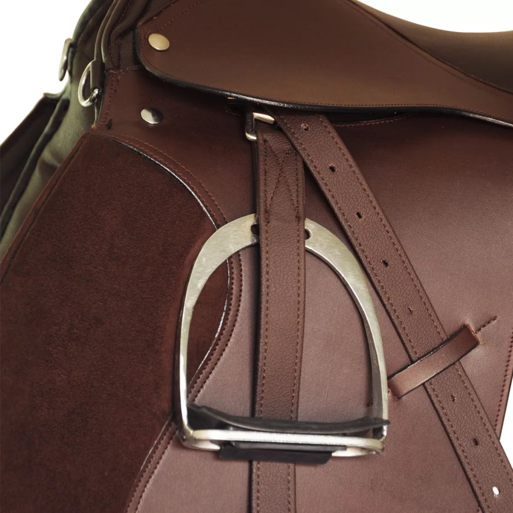 Pferdereiten Sattelset 16 echtes Leder braun 14 cm 5-in-1