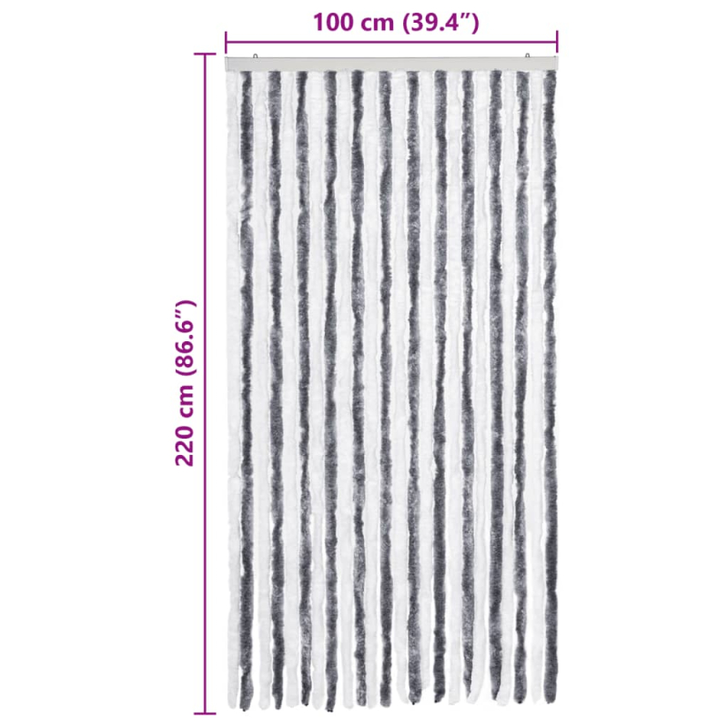 Insektenschutz-Vorhang Grau und Weiß 100x220 cm Chenille