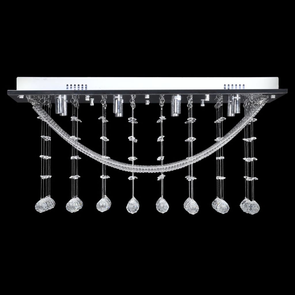 Weiße Deckenlampe mit funkelnden Glasperlen 8 x G9 29 cm