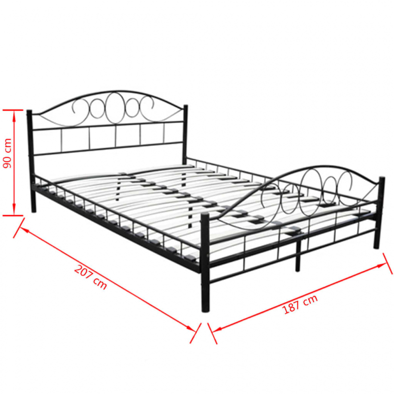 Bett mit Matratze Schwarz Metall 180×200 cm