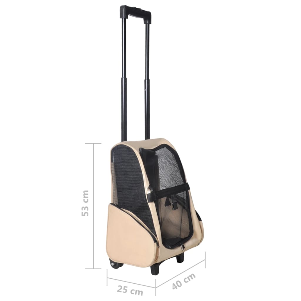 Multifunktionaler Haustiertrolley Zusammenfaltbar Beige