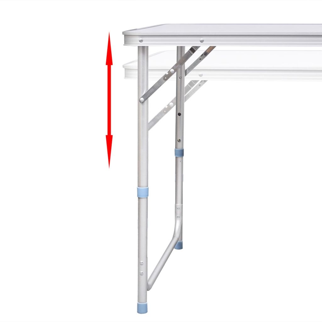 Klappbarer Campingtisch mit 4 Hocker Höhenverstellbar 180x60 cm