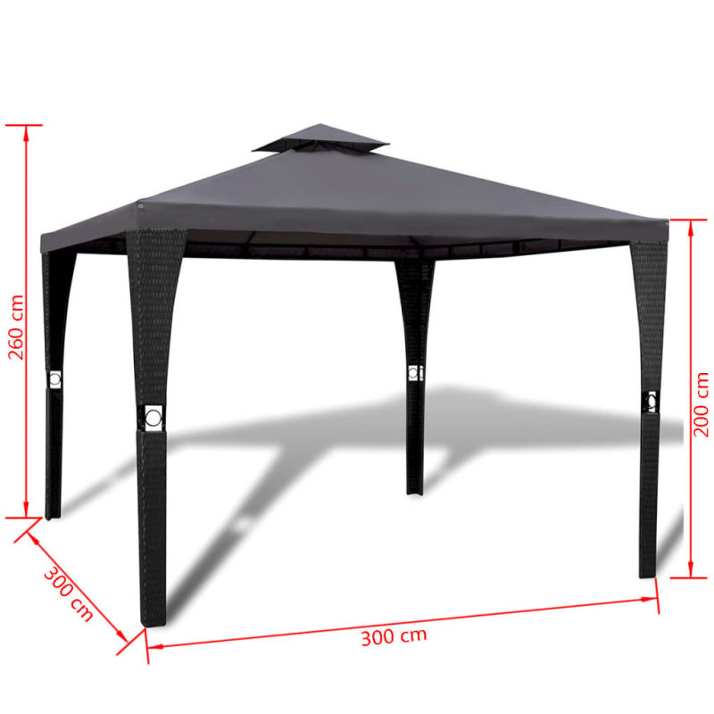 Gartenpavillon mit Dach 3 x 3 m Dunkelgrau