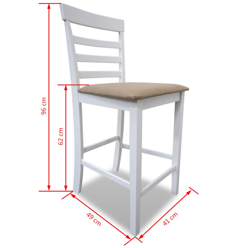 Barhocker 2 Stk. Weiß Stoff