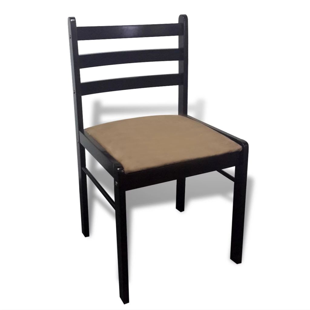 Esszimmerstühle 2 Stk. Braun Massivholz Gummibaum und Samt