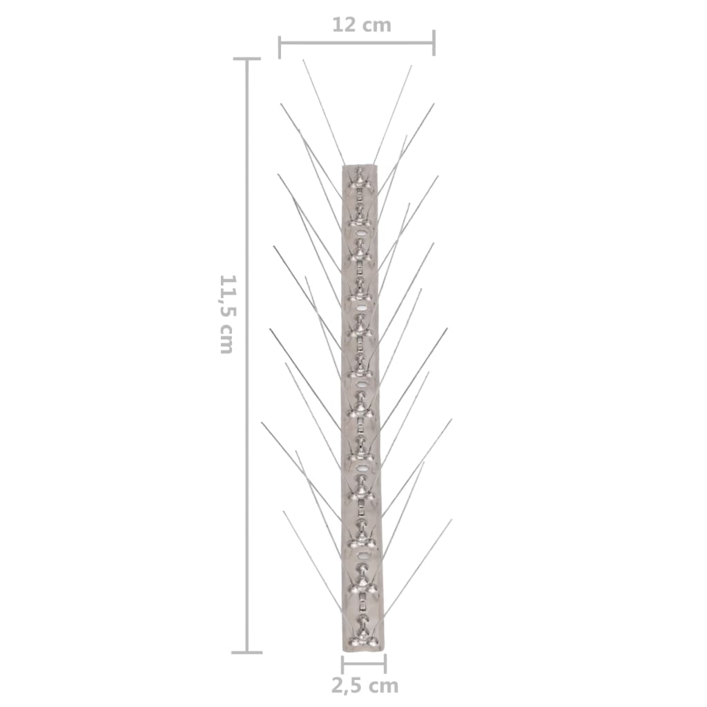 6-tlg. Vogelabwehr-Spikes-Set 3 m Edelstahl 4-reihig