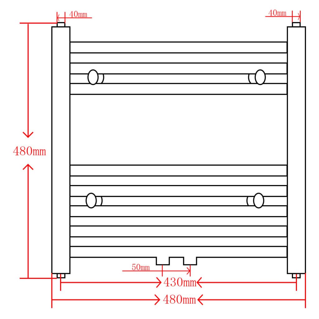 Handtuchheizkörper Warmwasser Gebogen Schwarz 480x480 mm