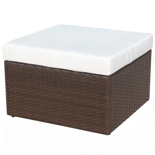 Gartensessel mit Fußhocker Poly Rattan Braun