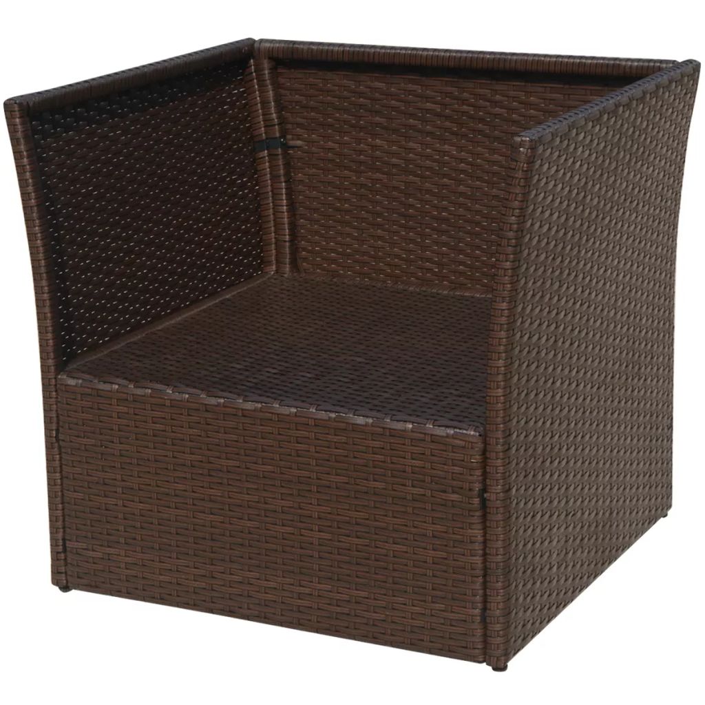 Gartensessel mit Fußhocker Poly Rattan Braun