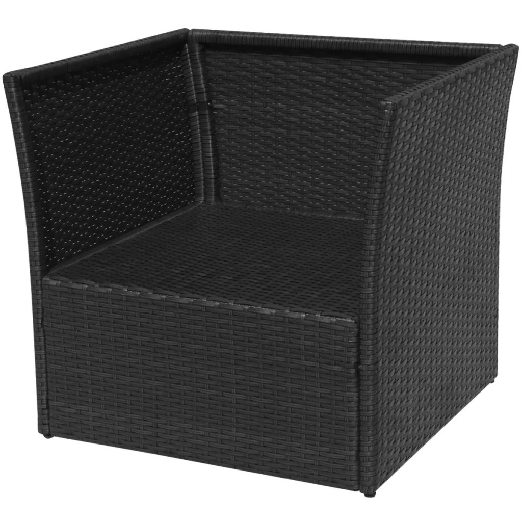 Gartensessel mit Fußhocker Poly Rattan Schwarz
