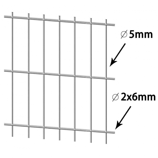 2D Gartenzaun-Element 2,008x0,83 m Silbern