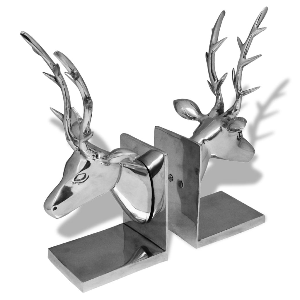 Buchstützen Hirsch 2 Stk. Aluminium Silbern