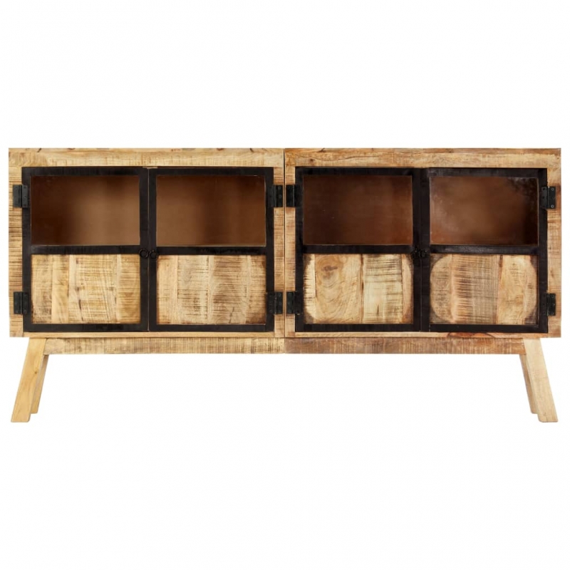 Sideboard Braun und Schwarz 160×30×80 cm Raues Mangoholz