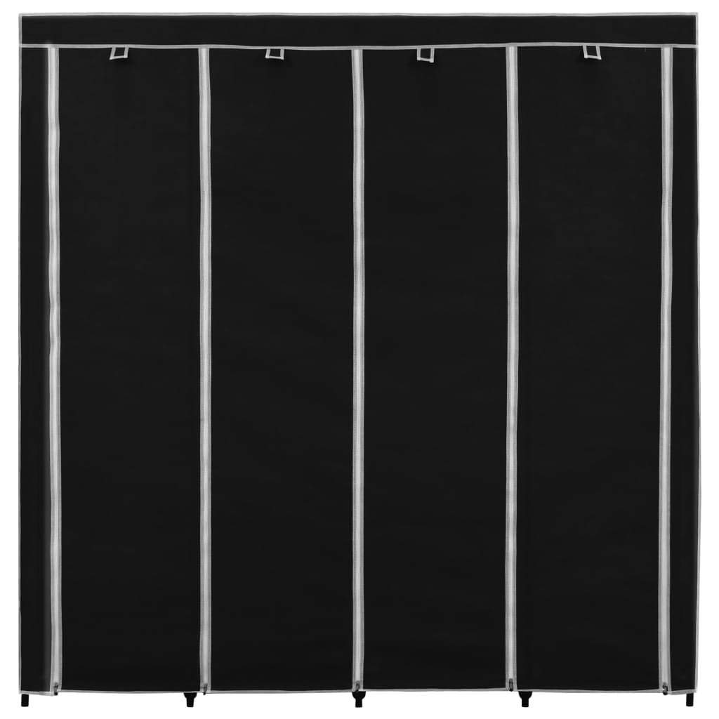 Kleiderschrank mit 4 Fächern Schwarz 175 x 45 x 170 cm