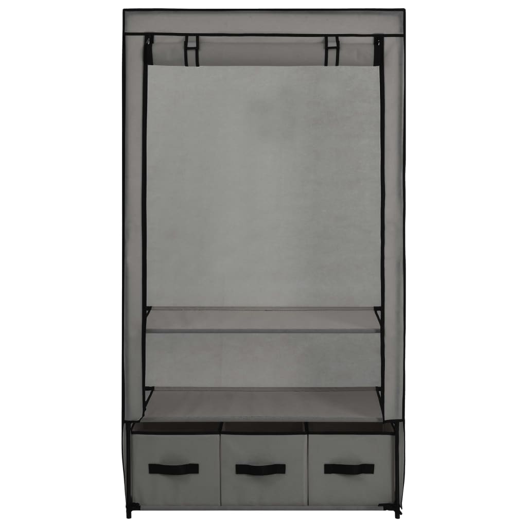 Kleiderschrank Grau 87 x 49 x 159 cm Stoff