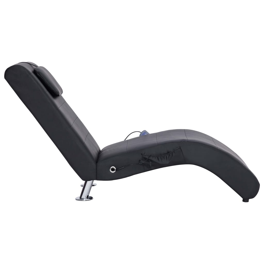 Massage-Chaiselongue mit Kissen Schwarz Kunstleder