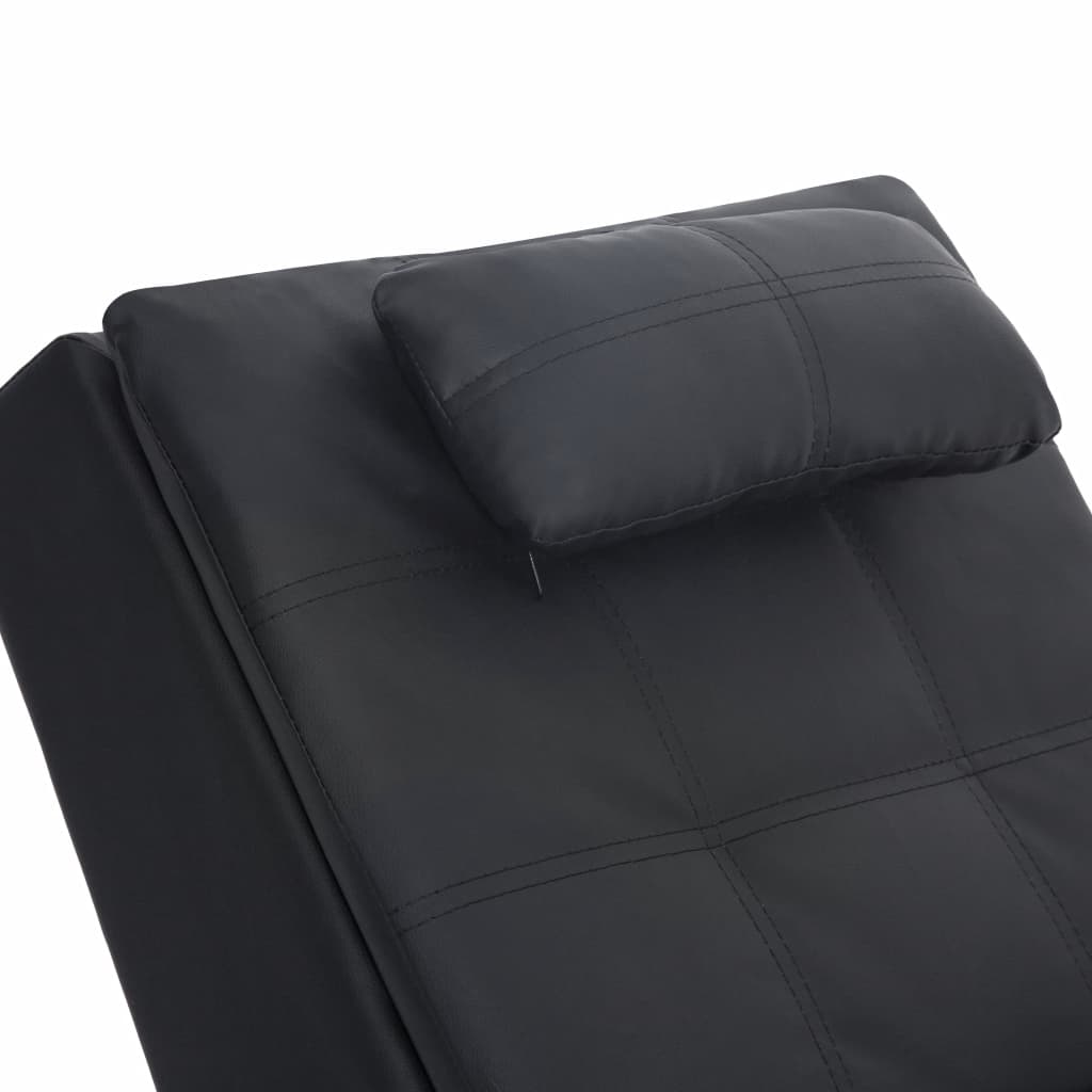 Massage Chaiselongue mit Kissen Schwarz Kunstleder