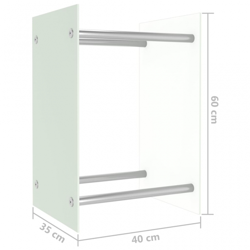 Brennholzregal Weiß 40 x 35 x 60 cm Glas