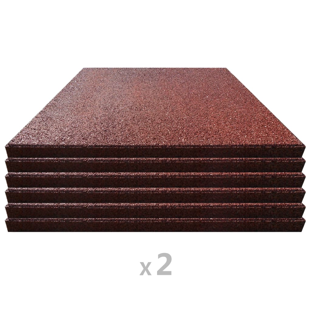 Fallschutzfliesen 12 Stk. Gummi 50 x 50 x 3 cm Rot