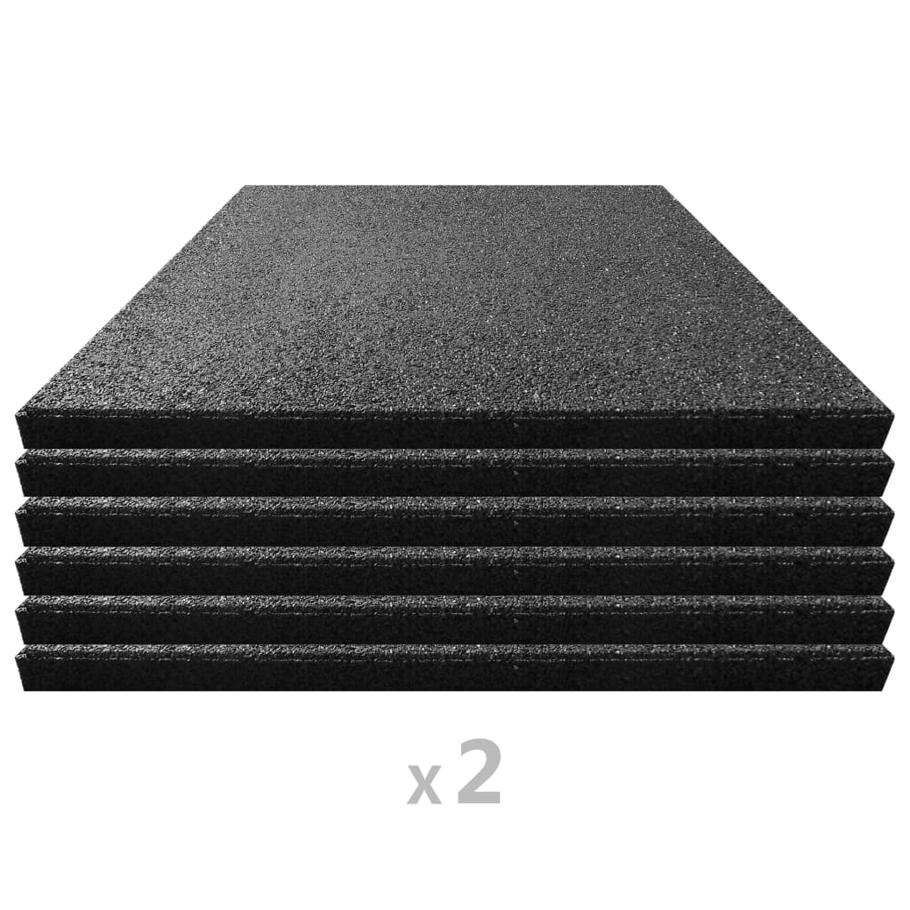 Fallschutzfliesen 12 Stk. Gummi 50 x 50 x 3 cm Schwarz