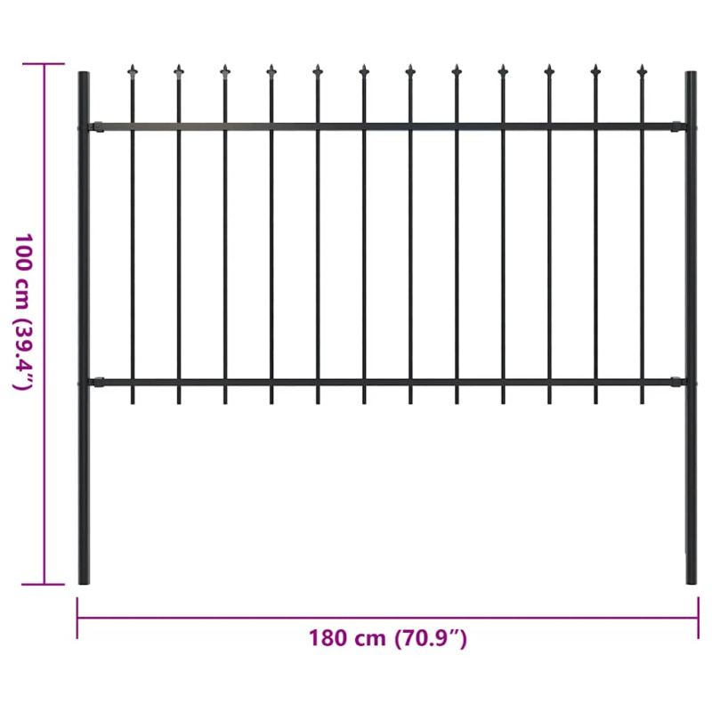 Gartenzaun mit Speerspitzen Stahl 1,8 m Schwarz