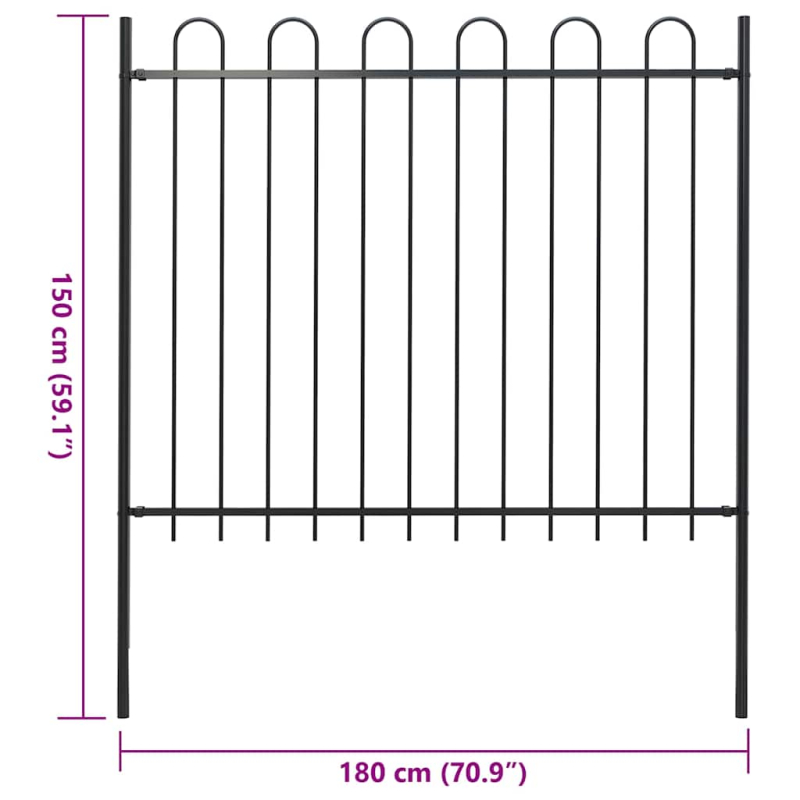 Gartenzaun mit Bügel-Design Stahl 1,8 m Schwarz