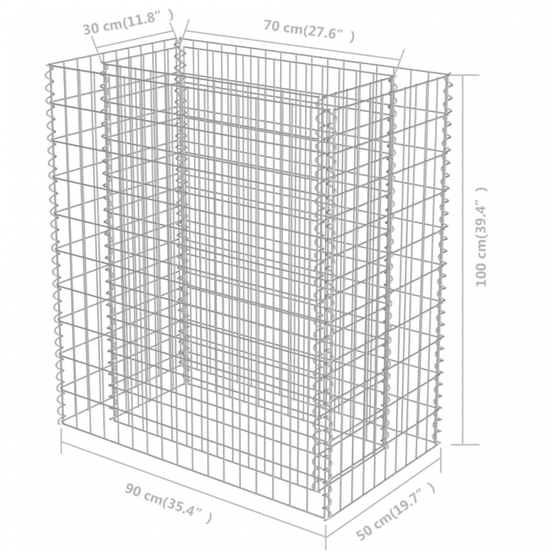 Gabionen-Hochbeet Verzinkter Stahl 90×50×100 cm