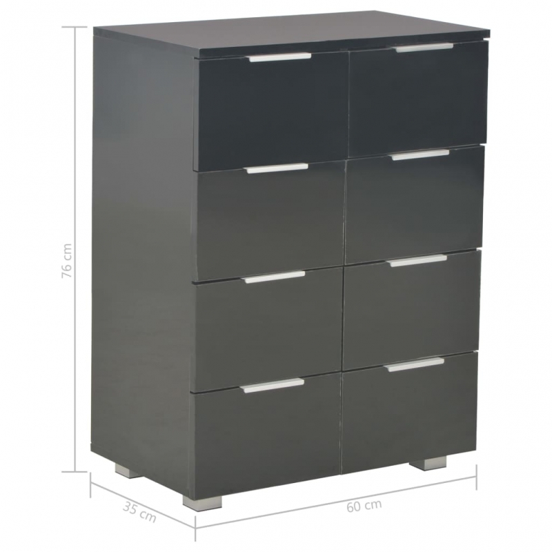 Sideboard Hochglanz-Schwarz 60x35x80 cm Holzwerkstoff