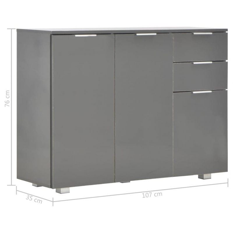 Sideboard Hochglanz-Grau 107x35x80,5 cm