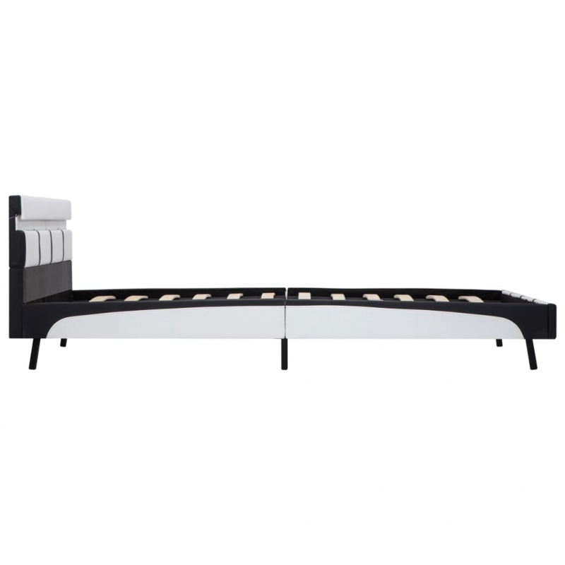 Bettgestell mit LED Weiß Kunstleder 160×200 cm