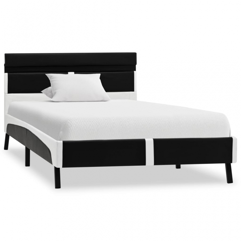 Bettgestell mit LED Schwarz Kunstleder 90x200 cm