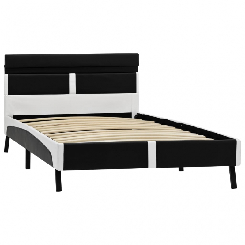 Bettgestell mit LED Schwarz Kunstleder 90x200 cm