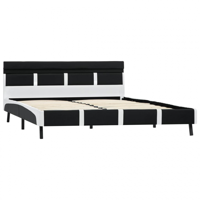 Bettgestell mit LED Schwarz Kunstleder 160x200 cm