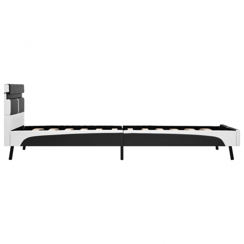 Bettgestell mit LED Grau Kunstleder 90×200 cm
