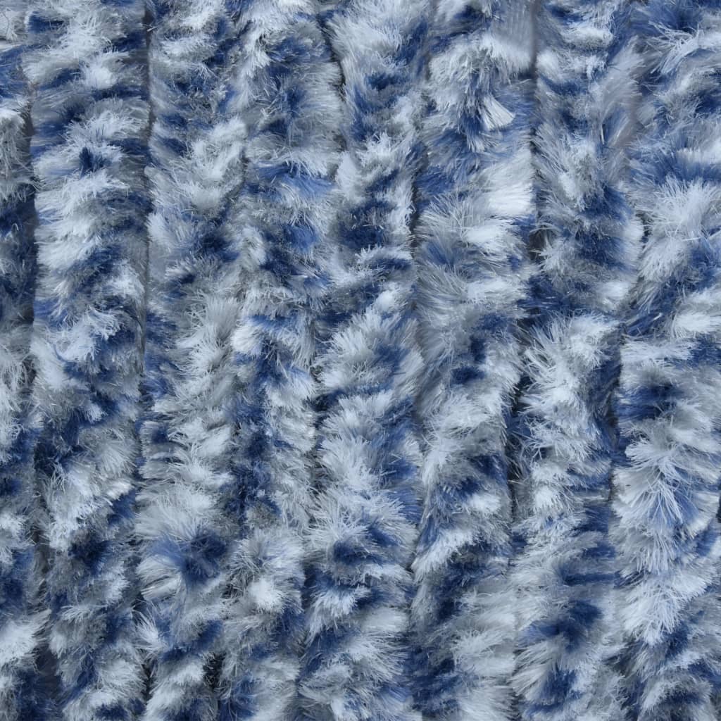 Insektenschutz-Vorhang Blau Weiß Silbern 100x220cm Chenille