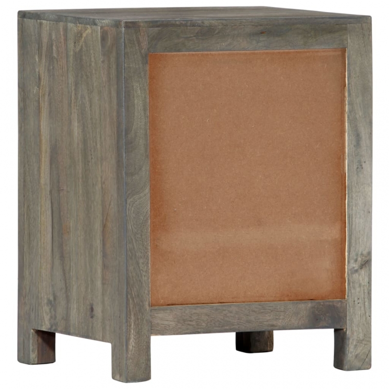 Nachttisch Grau 40x30x50 cm Massivholz Mango