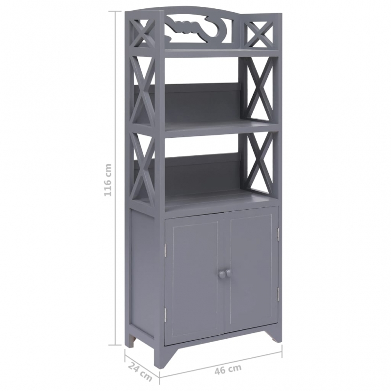 Badezimmerschrank Grau 46x24x116 cm Paulownia-Holz