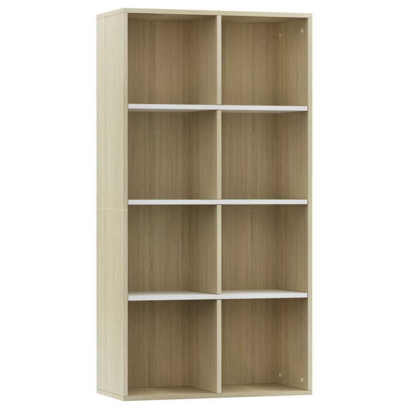 Bücherregal/Sideboard Weiß Sonoma-Eiche 66×30×130 cm