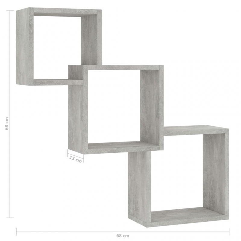 Cube Wandregale Betongrau 84,5x15x27 cm Holzwerkstoff