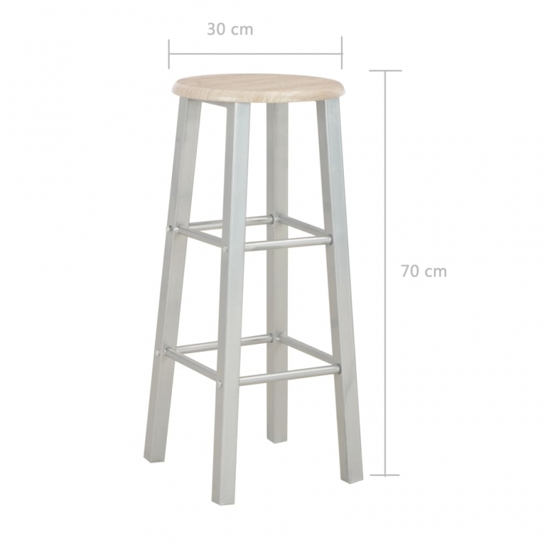 3-tlg. Bar-Set Holz und Stahl