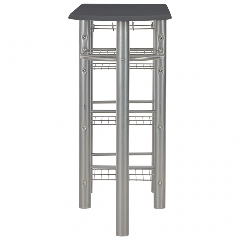 3-tlg. Bar-Set mit Regalen Holz und Stahl Schwarz