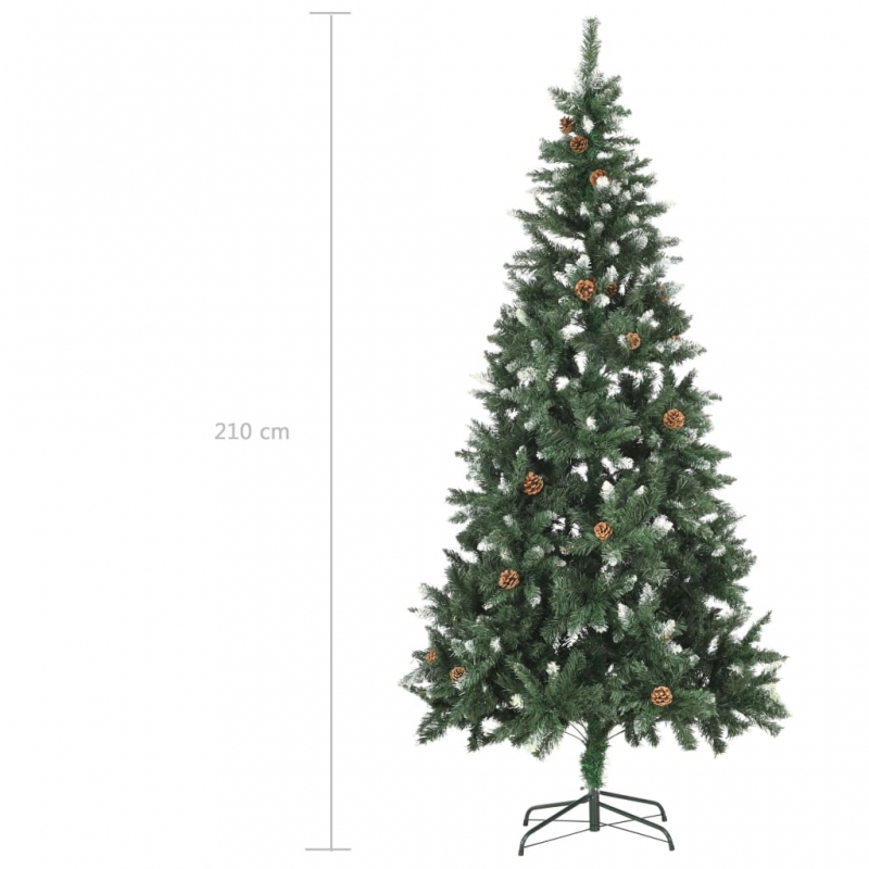 Künstlicher Weihnachtsbaum Kiefernzapfen Weißem Glitzer 210 cm