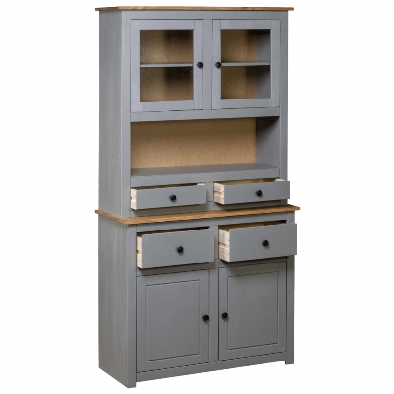 Highboard Grau 93x40,5x180 cm Kiefernholz Panama