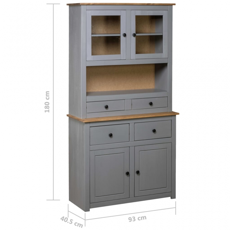 Highboard Grau 93x40,5x180 cm Kiefernholz Panama