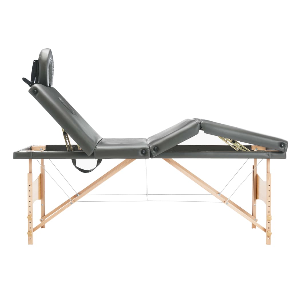 Massagetisch mit 4 Zonen Holzrahmen Anthrazit 186×68 cm