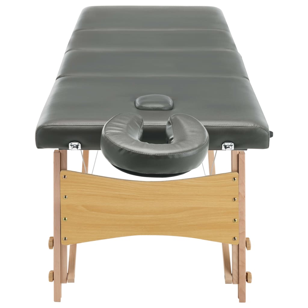 Massagetisch mit 4 Zonen Holzrahmen Anthrazit 186×68 cm