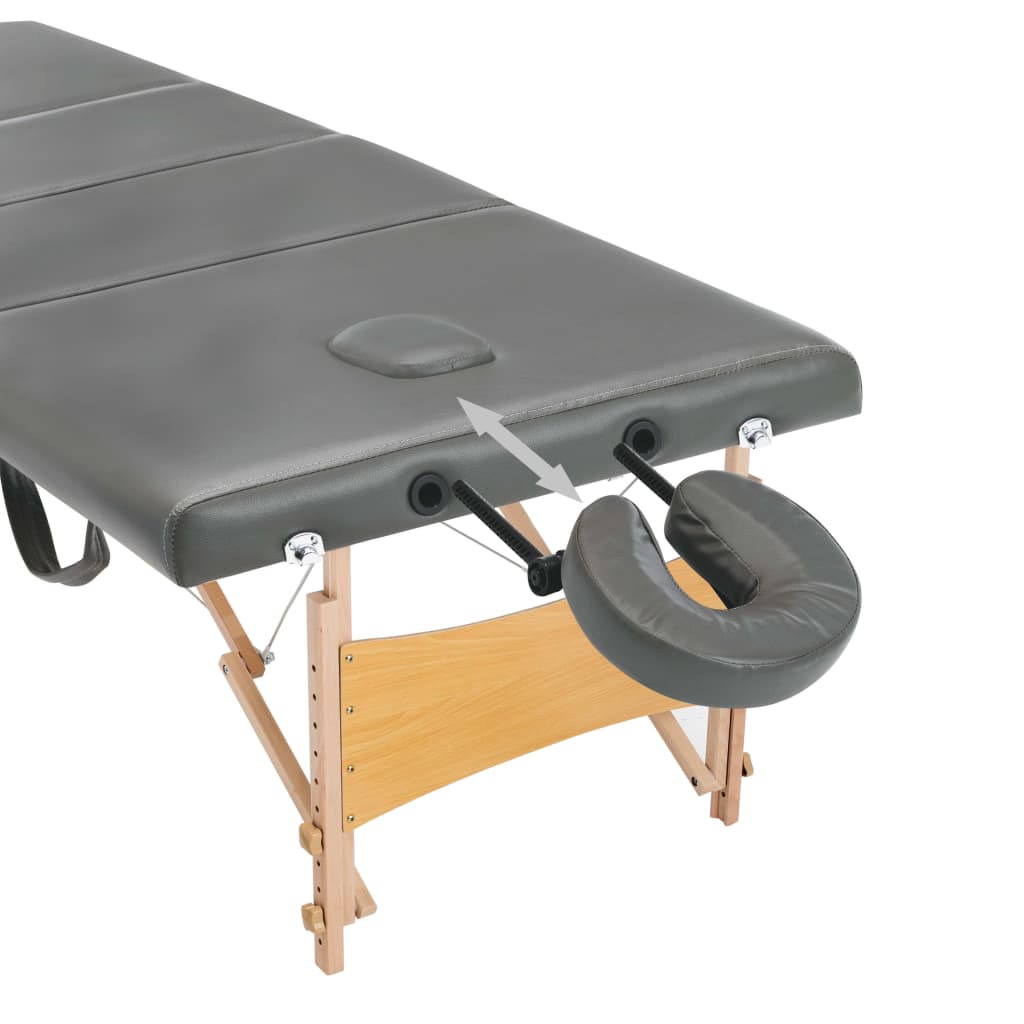 Massagetisch mit 4 Zonen Holzrahmen Anthrazit 186×68 cm