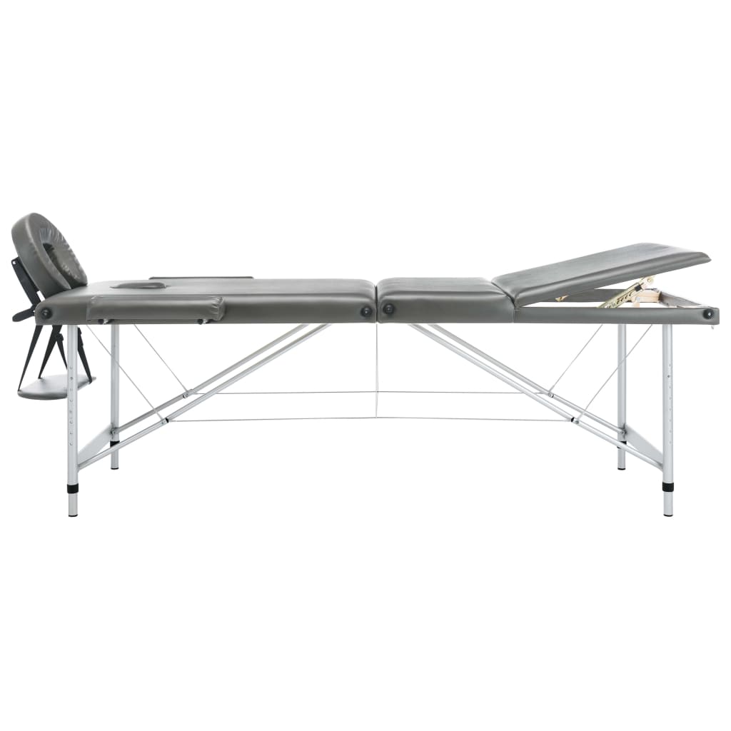 Massagetisch mit 3 Zonen Aluminiumrahmen Anthrazit 186×68 cm